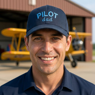Gorra Bordada Piloto Papá Azul Aviación Nombre Personalizado Jub