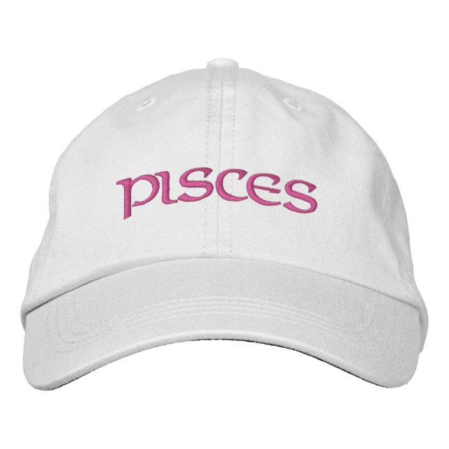 Gorra Bordada Piscis Tapón Zodiaco Blanco/Magenta (Anverso)