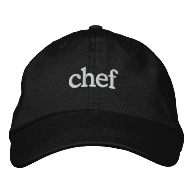 Gorra Bordada Plantilla de la tapa negra bordada básica del chef (Anverso)