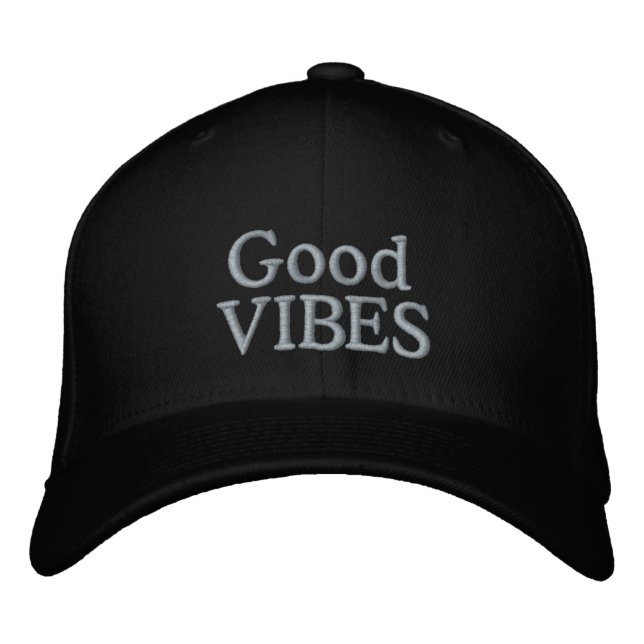 Gorra Bordada Positivo decir buenas vibraciones negro (Anverso)