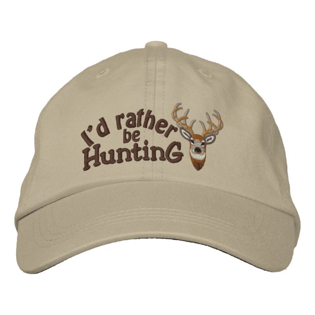 Gorra Bordada Prefiero estar cazando bordado de cola blanca (Anverso)