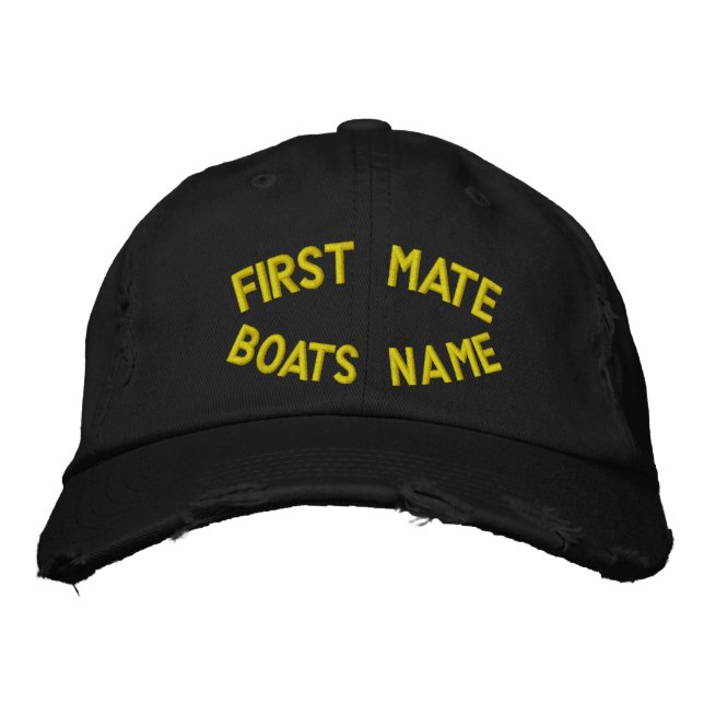 Gorra Bordada Primer compañero con el nombre de sus botes (Anverso)