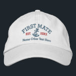 Gorra Bordada Primer mate con ancla personalizada<br><div class="desc">Capa de primer mate con bordado...  ideal para los marineros. Primer mate y cuerda y tapa personalizada de anclaje de Ricaso</div>