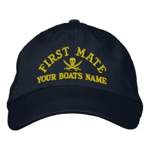 Gorra Bordada Primer mate de la vela pirata personalizada