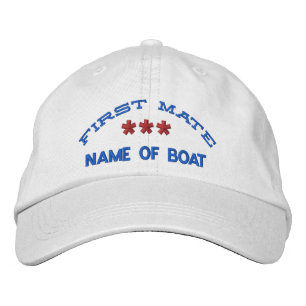 Gorra Bordada PRIMERA COMIDA Y Personalizado DE NOMBRE DE BARCO