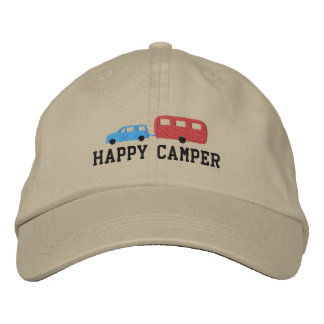 Gorra Bordada Remolque de campamento y coche Feliz campista
