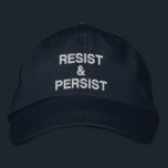 Gorra Bordada Resistir y persistir la armada de protestas políti<br><div class="desc">Muestre que no se dará por vencido a la tiranía e inspire a otros a protestar usando una gorra de béisbol con las palabras "Resist & Persist" bordadas en negrita y blanco en un fondo azul marino. Los gorras están disponibles en otros colores de la barra lateral. Para ver el...</div>