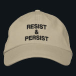 Gorra Bordada Resistir y resistir, texto negro sobre caqui, polí<br><div class="desc">Muestre que no se dará por vencido a la tiranía e inspire a otros a protestar usando una gorra de béisbol con las palabras "Resist & Persist" bordadas en negrita en negro sobre fondo caqui. Los gorras están disponibles en otros colores de la barra lateral. Para ver el diseño Resist...</div>