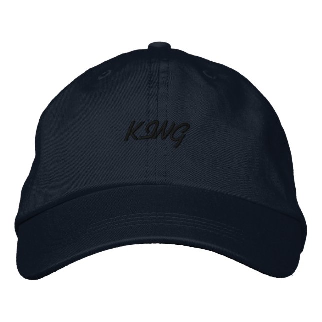 Gorra Bordada Rey Textil Impreso de Algodón Marino Elegante para (Anverso)