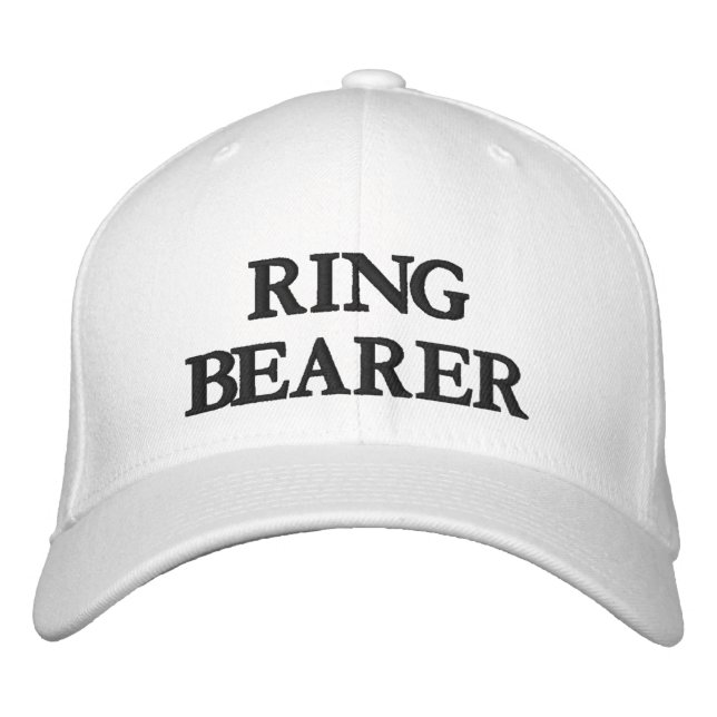 Gorra Bordada Ring Bearer blanco negro elegante boda de moda (Anverso)