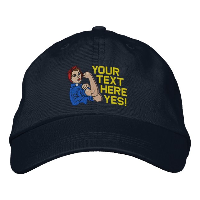 Gorra Bordada Rosie The Riveter Retro Style con tu texto (Anverso)