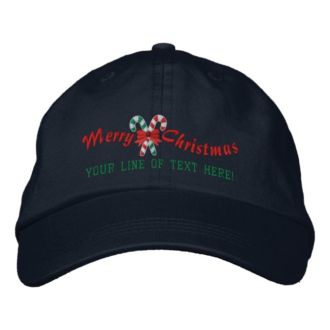 Gorra Bordada Saludos navideños personalizados Candy Canes (Anverso)