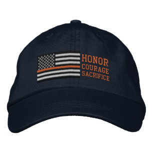 Gorra Bordada SAR Línea Naranja US Bandera Sacrificio de Coraje