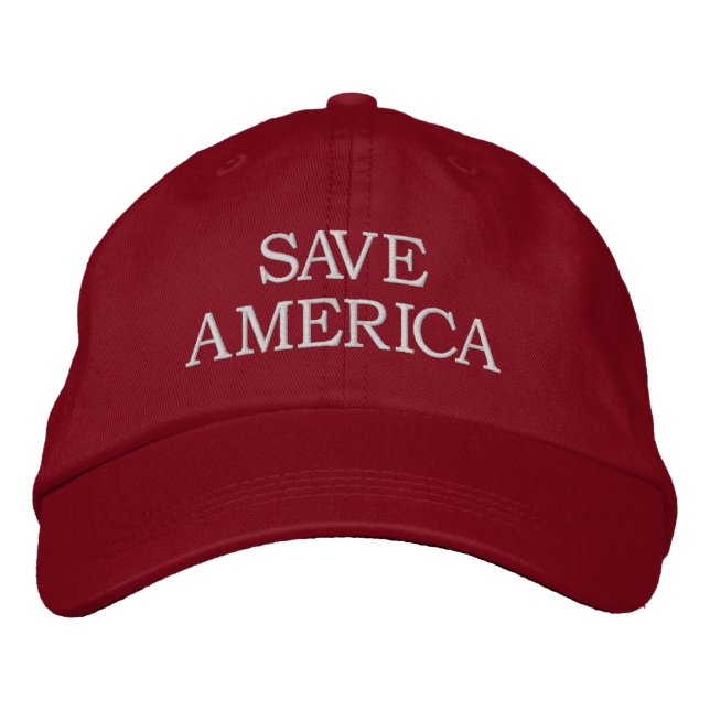 GORRA BORDADA SAVE AMÉRICA BÉISBOL DE TAPA (Anverso)