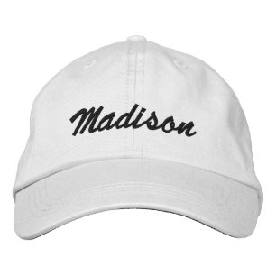 Gorra Bordada Script Texto de nombre personalizado blanco negro