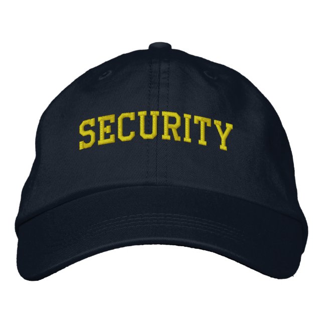 Gorra Bordada Seguridad del evento Amarillo dorado en negro (Anverso)