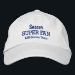 Gorra Bordada Selección deportiva de Personalizado Super Fan<br><div class="desc">Apoya a su equipo de fútbol favorito con esta gorra de béisbol estilo SUPER FAN. Añada su nombre de equipo de la escuela secundaria, la juventud, el club o la universidad para crear un gorra único. (También se puede cambiar esto a cualquier otro deporte). Cambie fácilmente el texto y el...</div>