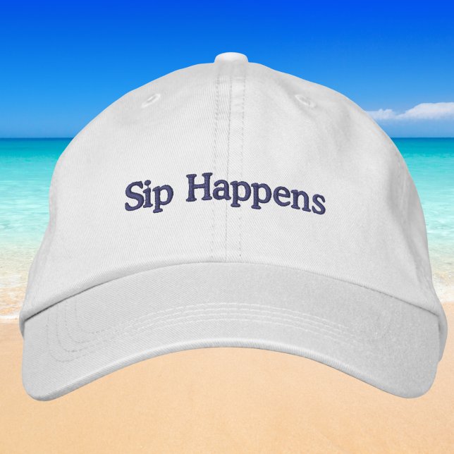 Gorra Bordada Sip Happens Funny Preppy Wine Baseball (Subido por el creador)
