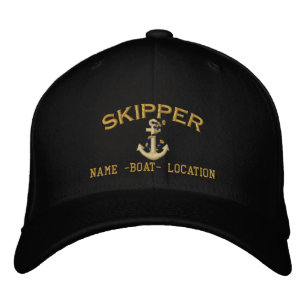 Gorra Bordada Skipper Nautical Rope Anchor Tu Nombre De Barco