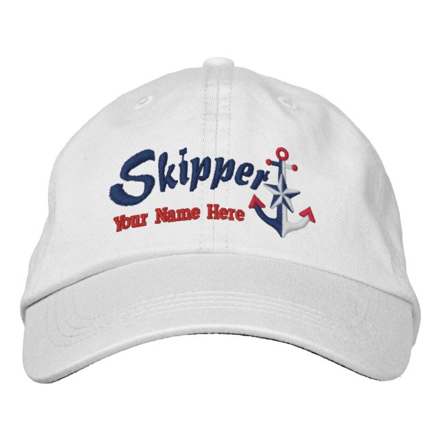 Gorra Bordada Skipper Personalize it Your Name Star Anchor (Anverso)