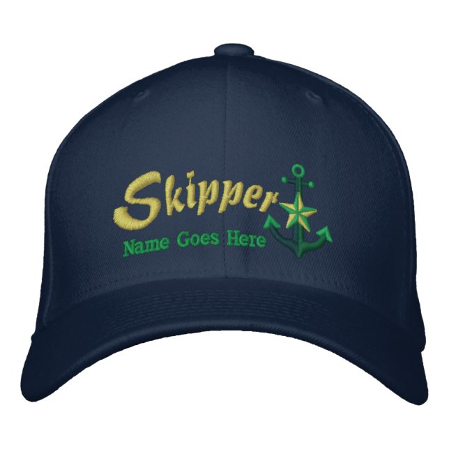 Gorra Bordada Skipper su ancla grande conocida de la estrella (Anverso)