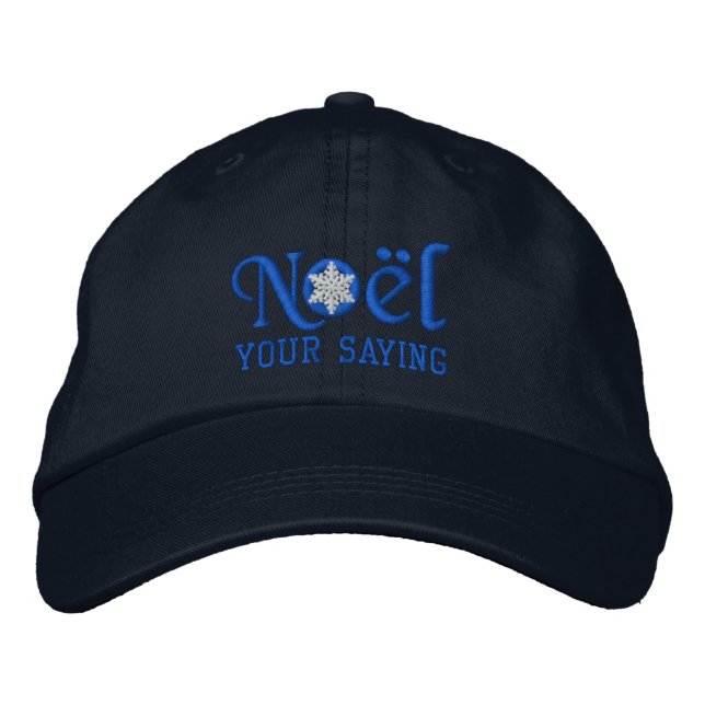 Gorra Bordada Snowflake Noel personalizado en azul (Anverso)