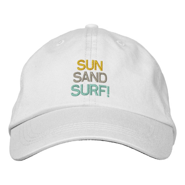 GORRA BORDADA SOL, ARENA, SURF! (Anverso)