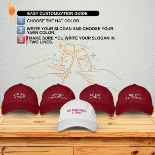 Gorra Bordada Sombrero de Dama de Honor de Cóctel Personalizado 