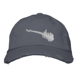 Gorra Bordada Sonido de guitarra de forma de onda blanca y eléct