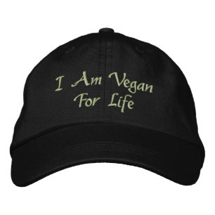 Gorra Bordada Soy vegano para la vida. Verde. Lema.