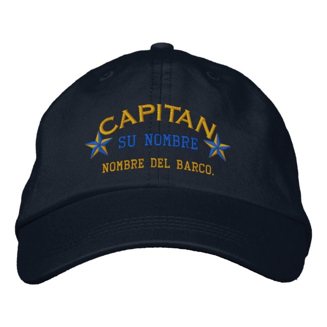 Gorra Bordada SPANISH El Capitan Nombre del barco y su nombre. (Anverso)