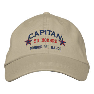 Gorra Bordada SPANISH El Capitan Nombre del barco y su nombre.