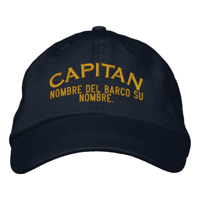 Gorra Bordada SPANISH El Capitan Nombre del barco y su nombre (Anverso)