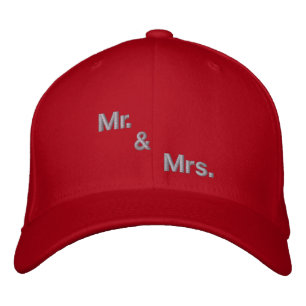 Gorra Bordada Sr. y Mrs Text Basic Flexfit Color de la lana rojo