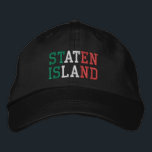 Gorra Bordada STATEN ISLAND NY Colores italianos Rojo blanco ver<br><div class="desc">ISLA STATEN Nueva York Colores italianos Color rojo blanco verde bordado en gorra de algodón negro. También está disponible la opción para seleccionar la elección del color gorra en la página principal del elemento.</div>