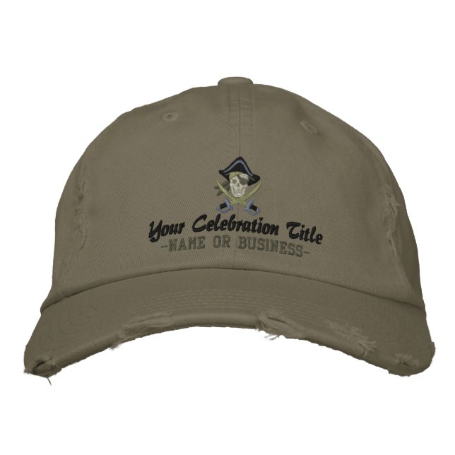 Gorra Bordada Su bordado pirata personalizado (Anverso)