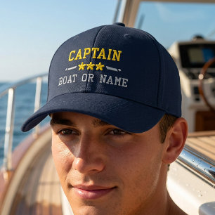 Gorra Bordada Su nombre de barco Capitán Estrellas Náuticas Pl