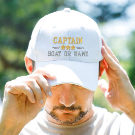 Gorra Bordada Su nombre de barco Capitán Estrellas Náuticas Plat