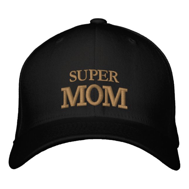 Gorra Bordada SUPER MOM embroidered baseball cap gold / black (Anverso)