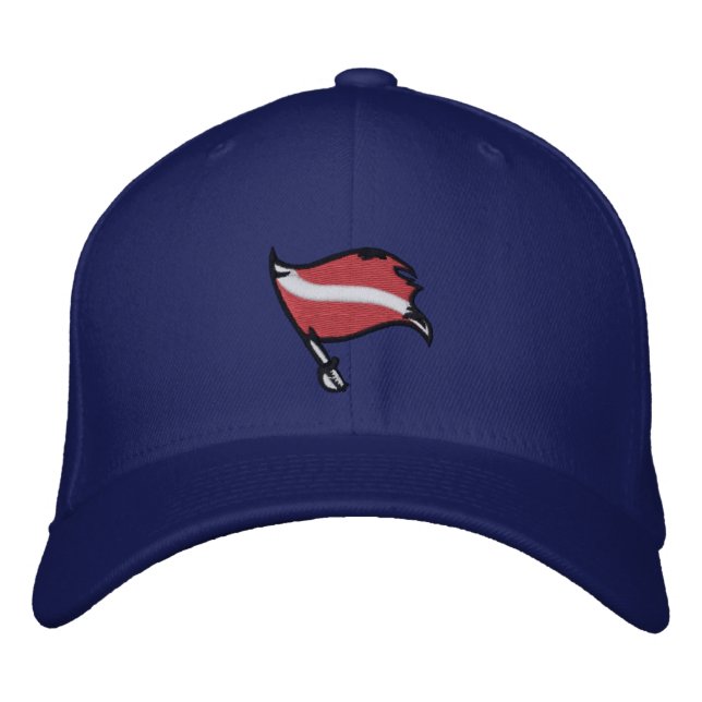 Gorra Bordada Tapa 2.0 de la bandera pirata de buceo (Anverso)