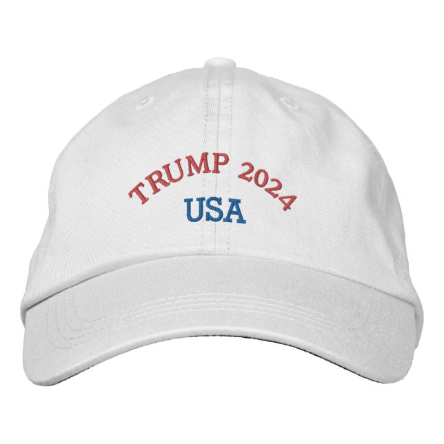 GORRA BORDADA TAPA AJUSTABLE TRUMP 2024 - BLANCO (Anverso)