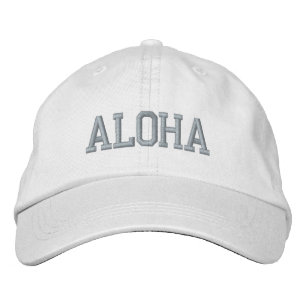 Gorra Bordada Tapón ALOHA (blanco con rosado)