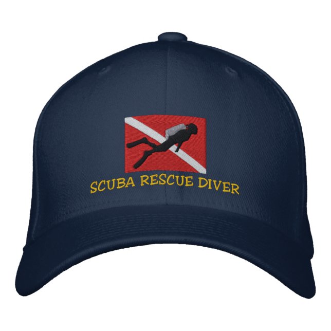 Gorra Bordada Tapón de buceador de rescate de SCUBA (Anverso)