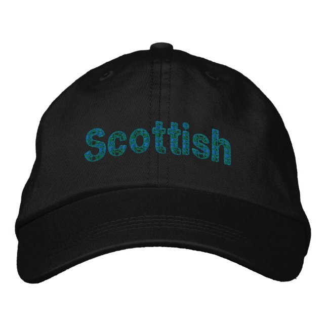Gorra Bordada Tartán verde azul escocés (Anverso)