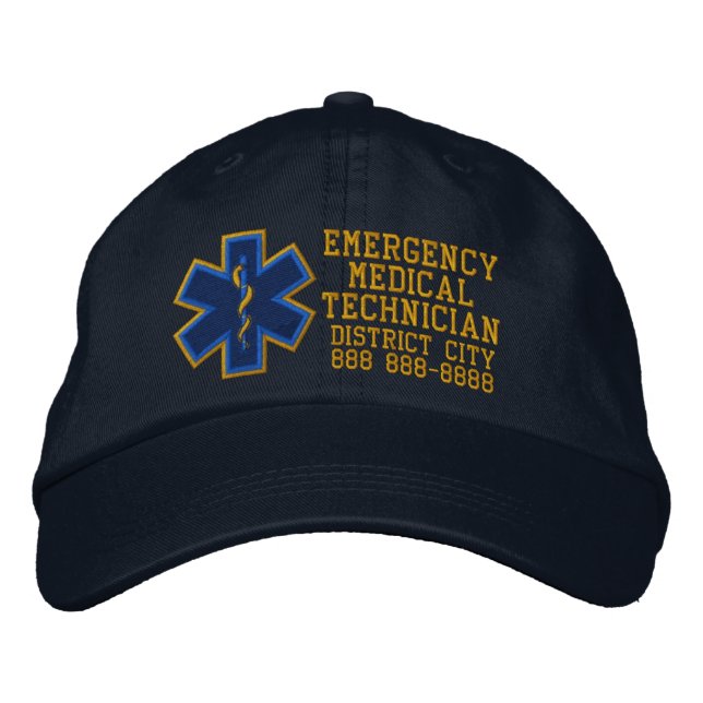 Gorra Bordada Técnico médico de emergencia personalizado (Anverso)