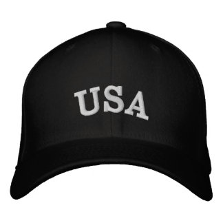 Gorra Bordada Texto blanco con letras en forma de arco de USA
