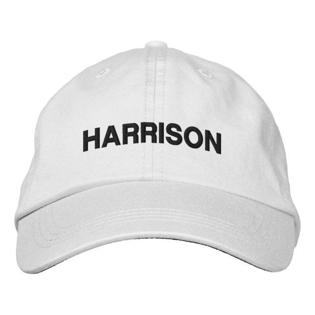 Gorra Bordada Texto de nombre personalizado moderno blanco negro (Anverso)