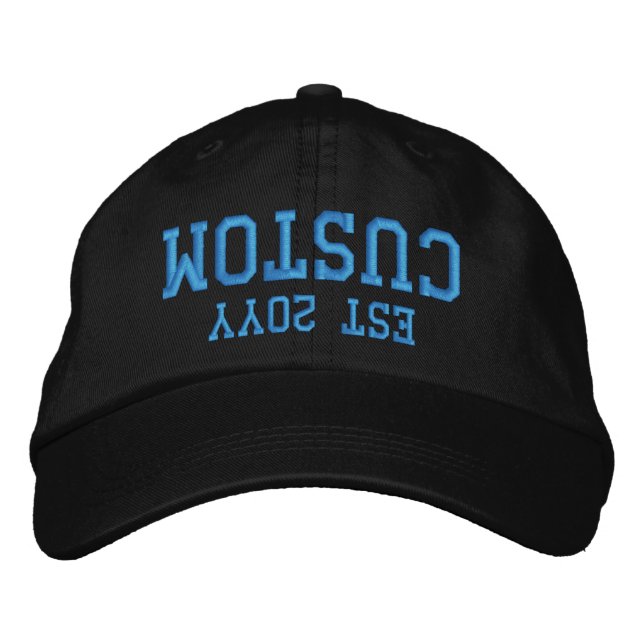 Gorra Bordada Texto de palabra personalizada establecido año reg (Anverso)