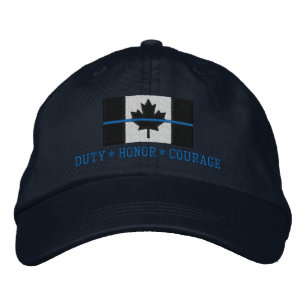Gorra Bordada Thin Blue Line Bandera Canadiense Coraje de honor