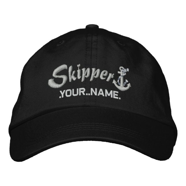 Gorra Bordada Timonel Personalizable Tu Nombre Ancla de Cuerda d (Anverso)